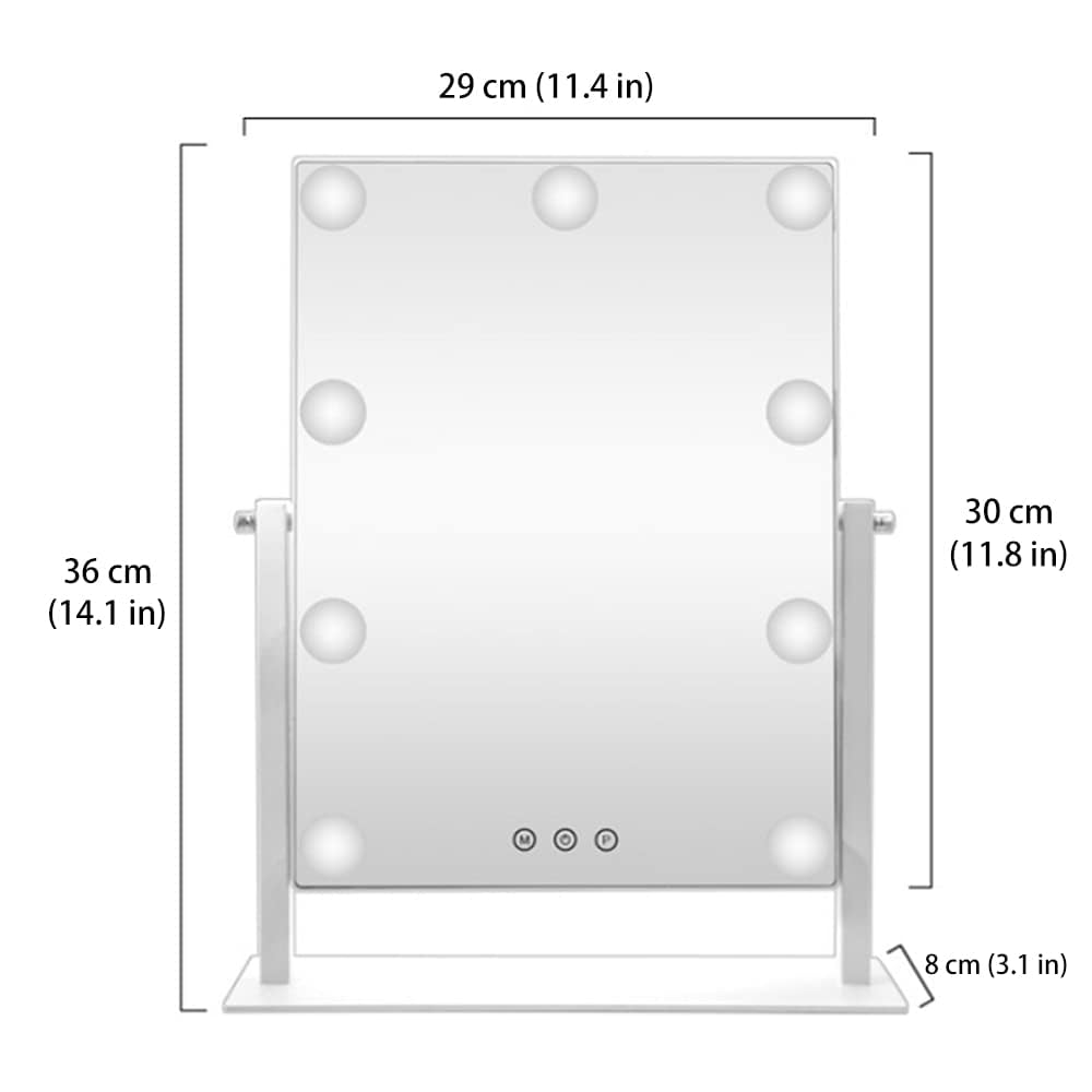 HIEEY Hollywood Vanity Mirror with Lights, Makeup 9 Dimmable Bulbs Three Color Lighting Modes, and 5X Magnification Mirror, Smart Touch Control, 360°Rotation (White)