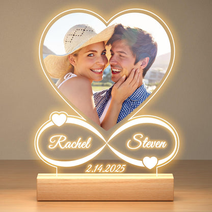 Personalized Valentines Day Gifts for Him Her, Customized Picture Frames with Photo, Custom Photo Frame with Night Light, Personalized Anniversary Couples Gifts for Women Men Boyfriend Girlfriend