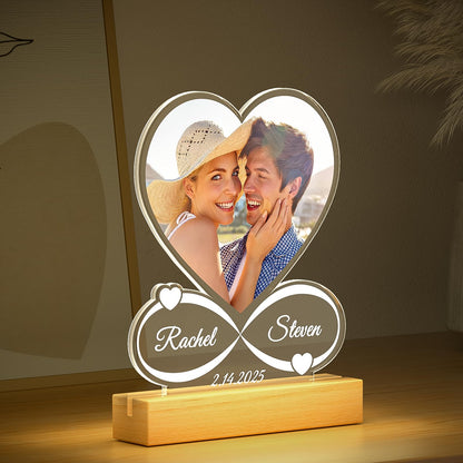 Personalized Valentines Day Gifts for Him Her, Customized Picture Frames with Photo, Custom Photo Frame with Night Light, Personalized Anniversary Couples Gifts for Women Men Boyfriend Girlfriend